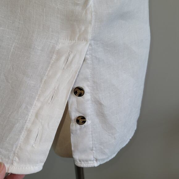 JNY 100% Linen Sleeveless Button Front Long Tunic Top Relaxed Size L White Boho - Picture 4 of 7